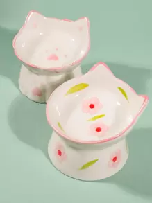 1入組貓設計隨機寵物碗貓狗餵食 - 彩色 - 查看 1