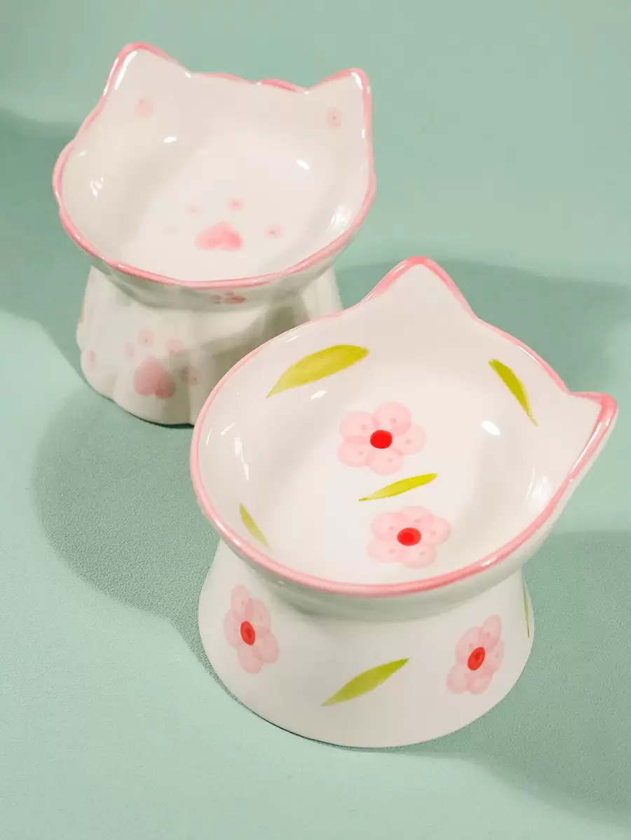 1入組貓設計隨機寵物碗貓狗餵食 - 彩色 - 查看 1
