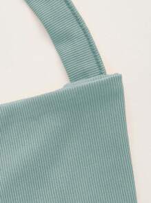 SHEIN ICON 素色交叉後綁帶寬帶上衣 - 薄荷藍 - 查看 4