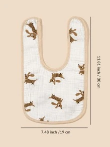 Bebé 3 piezas Babero al azar con estampado de dibujos animados de tela - Multicolor - Ver 3