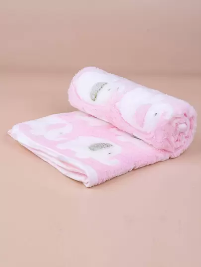 PETSIN 1pc Coral Fleece Elephant Pink Cartoon Pet Blanket, Suitable For Cats/Small-Medium Dogs, Lightweight Throw Blanket For Spring/Summer