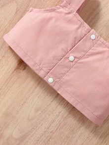 Baby Ruffle Trim Top & Paperbag Waist Belted Skirt - Pink - View 4
