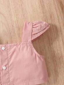 Baby Ruffle Trim Top & Paperbag Waist Belted Skirt - Pink - View 5