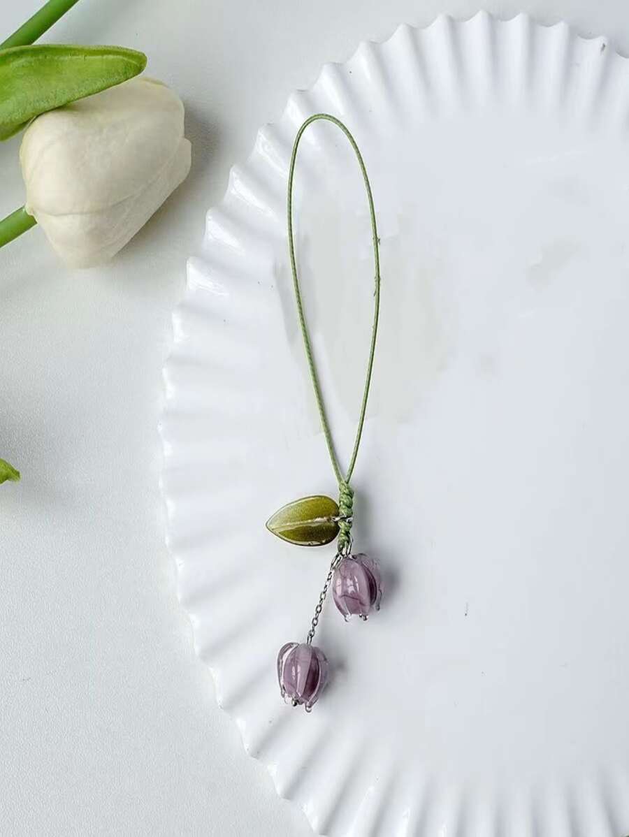 Lily Of The Valley, Daisy And Cherry Blossom Design Phone Lanyard - Multicolor - View 1