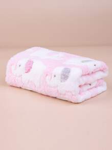 PETSIN 1pc Coral Fleece Elephant Pink Cartoon Pet Blanket, Suitable For Cats/Small-Medium Dogs, Lightweight Throw Blanket For Spring/Summer