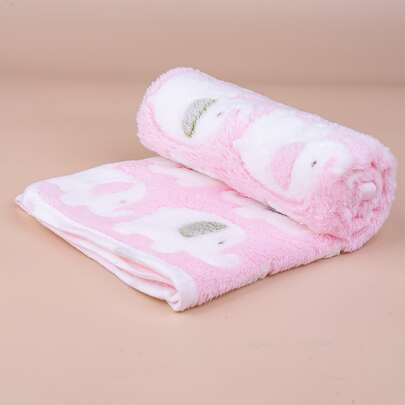 Dono 1pc Coral Fleece Elephant Pink Cartoon Pet Blanket, Suitable For Cats/Small-Medium Dogs, Lightweight Throw Blanket For Spring/Summer