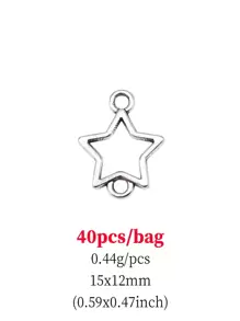 40pcs/set Creative Zinc Alloy Star Design DIY Jewelry Making Connector For Women For DIY Jewelry Making - Ancient Silver - View 2