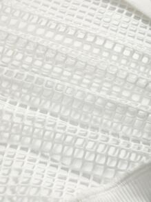 DAZY Solid Fishnet Insert Crop Top Without Cami Top Sheer - White - View 4