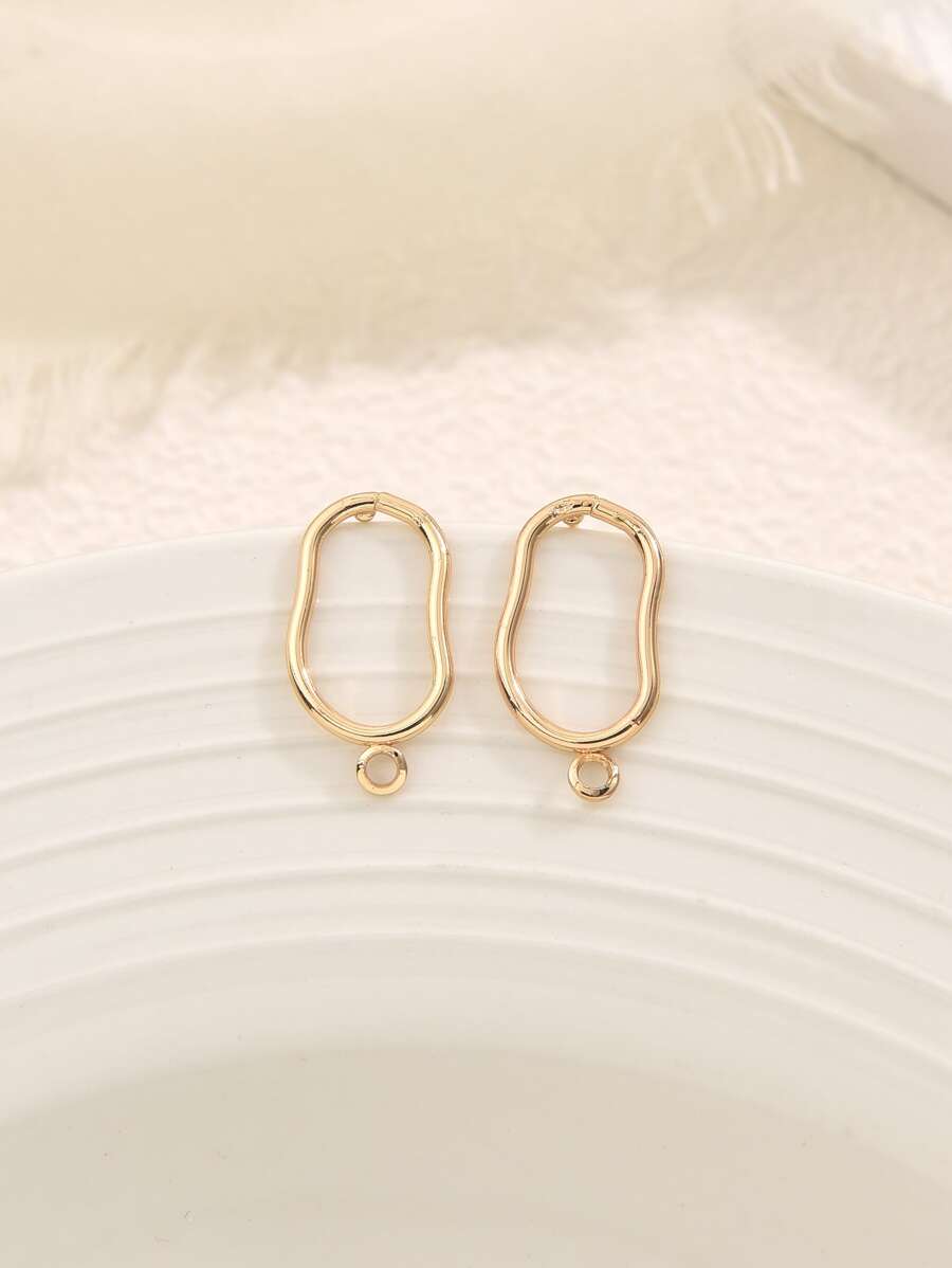 10pcs/set Fashionable Geometric Design Earring Posts Stud For DIY Earrings Jewelry Making - Gold - View 1