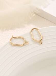 10pcs/set Fashionable Geometric Design Earring Posts Stud For DIY Earrings Jewelry Making - Gold - View 2