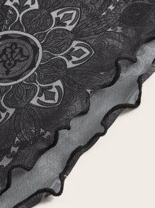 ROMWE PUNK Váy nữ Xù nhỏ Hoa Bộ lạc Giải trí - Đen và trắng - Xem 4