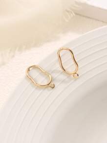 10pcs/set Fashionable Geometric Design Earring Posts Stud For DIY Earrings Jewelry Making - Gold - View 4