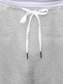 Manfinity Homme Quần Short Nam Dây kéo Túi Lá thư Giải trí - Xám - Xem 5