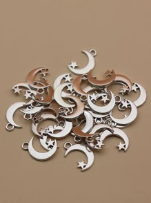 30入組復古和簡約風合金電鍍星星和新月吊墜適用於項鍊,耳環,DIY珠寶製作 - 銀色 - 查看 1