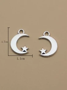 30入組復古和簡約風合金電鍍星星和新月吊墜適用於項鍊,耳環,DIY珠寶製作 - 銀色 - 查看 3