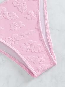 花卉圖案提花泳衣下裝 - 淺粉色 - 查看 6