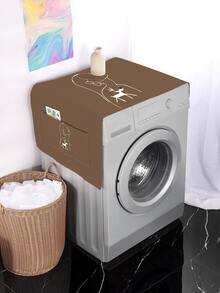 1pc Fabric Washing Machine Cover, Modernist Abstract Figure Graphic Washer And Dryer Cover For The Top - Multicolor - View 1