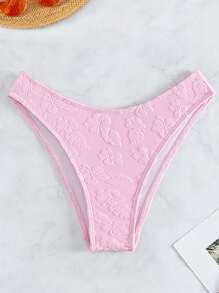 花卉圖案提花泳衣下裝 - 淺粉色 - 查看 7