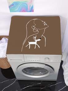 1pc Fabric Washing Machine Cover, Modernist Abstract Figure Graphic Washer And Dryer Cover For The Top - Multicolor - View 2