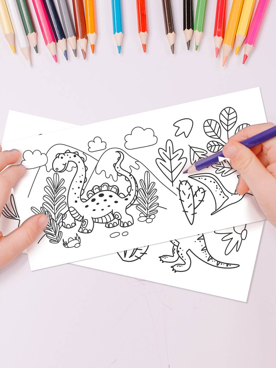 8 piezas Papel para colorear con estampado de dibujos animados - Negro - Ver 1