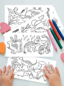 8 piezas Papel para colorear con estampado de dibujos animados - Negro - Ver 2