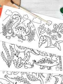 8 piezas Papel para colorear con estampado de dibujos animados - Negro - Ver 3