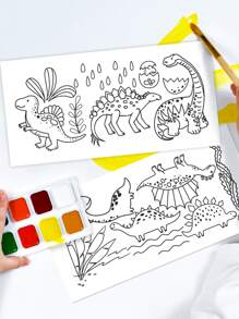 8 piezas Papel para colorear con estampado de dibujos animados - Negro - Ver 5