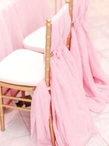 1入組滌綸椅子帷幔,北歐風粉色椅子帷幔適合婚禮派對 - 粉色 - 查看 3