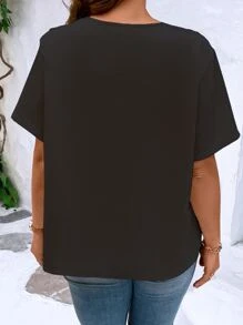 SHEIN Clasi Plus Chain Detail Cut Out Front Blouse