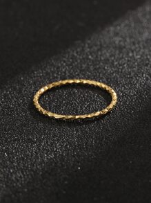 1入組極簡銀戒指適用於女士適用於約會禮物 - 金黃色 - 查看 5