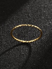 1入組極簡銀戒指適用於女士適用於約會禮物 - 金黃色 - 查看 6