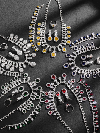 5pcs/set Cubic Zirconia Decor Jewelry Set