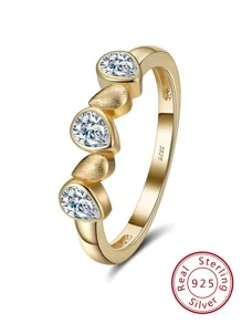 1 Miếng Duyên dáng Khối Zirconia  Trang trí Màu bạc Ban nhạc đám cưới Đối với phụ nữ Đối với Qủa tặng Hôn ước Trang sức cô dâu - Vàng - Xem 2