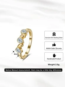 1 Miếng Duyên dáng Khối Zirconia  Trang trí Màu bạc Ban nhạc đám cưới Đối với phụ nữ Đối với Qủa tặng Hôn ước Trang sức cô dâu - Vàng - Xem 4