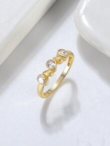 1 Miếng Duyên dáng Khối Zirconia  Trang trí Màu bạc Ban nhạc đám cưới Đối với phụ nữ Đối với Qủa tặng Hôn ước Trang sức cô dâu - Vàng - Xem 5