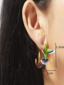 Bông tai Hoop trang trí hình chim - Nhiều màu - Xem 4