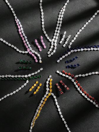 3pcs/set Cubic Zirconia Decor Jewelry Set