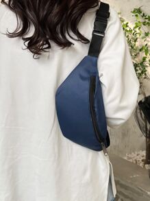 1件女士时尚腰包/胸包，隐藏式拉链，纯色防水尼龙材质，可装硬币和小物件；男士拉链前开式腰包/胸包/斜挎包/单肩包，适合旅行、工作、运动等场合。 - 藏蓝色 - 查看 3