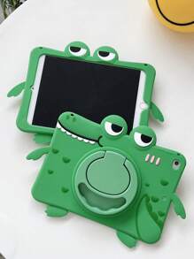 绿色 1PC 可爱恐龙设计硅胶平板电脑保护套，带 360 度旋转支架，防震，全边缘保护，兼容 iPad（不带笔）Kawaii