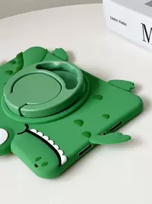 绿色 1PC 可爱恐龙设计硅胶平板电脑保护套，带 360 度旋转支架，防震，全边缘保护，兼容 iPad（不带笔）Kawaii