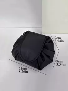 1pc Portable Polyester Makeup Storage Bag, Daily Black Drawstring Design Make Up Organizer Storage Bag For Outdoor Travel,Boho Vibes,For Holiday Beach, Bathroom Collection, Bedroom Collection, Large Capacity,Makeup Bag,Travel Essential - Black - View 7