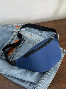 1件女士时尚腰包/胸包，隐藏式拉链，纯色防水尼龙材质，可装硬币和小物件；男士拉链前开式腰包/胸包/斜挎包/单肩包，适合旅行、工作、运动等场合。 - 藏蓝色 - 查看 6