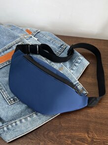 1件女士时尚腰包/胸包，隐藏式拉链，纯色防水尼龙材质，可装硬币和小物件；男士拉链前开式腰包/胸包/斜挎包/单肩包，适合旅行、工作、运动等场合。 - 藏蓝色 - 查看 8