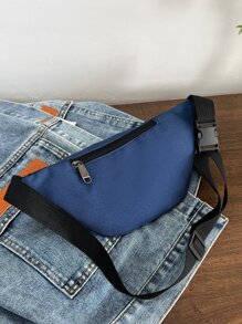 1件女士时尚腰包/胸包，隐藏式拉链，纯色防水尼龙材质，可装硬币和小物件；男士拉链前开式腰包/胸包/斜挎包/单肩包，适合旅行、工作、运动等场合。 - 藏蓝色 - 查看 9