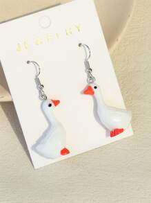 1對可愛合成樹脂鵝耳墜適用於女士日常裝飾 - 彩色 - 查看 4