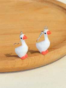 1對可愛合成樹脂鵝耳墜適用於女士日常裝飾 - 彩色 - 查看 6