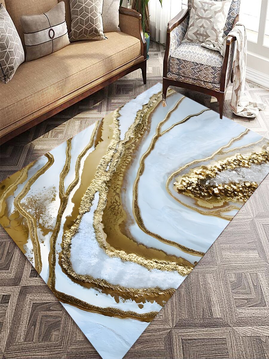 1pc Polyester Rug, Modern Graphic Floor Carpet For Living Room - Multicolor - View 1