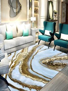 1pc Polyester Rug, Modern Graphic Floor Carpet For Living Room - Multicolor - View 2