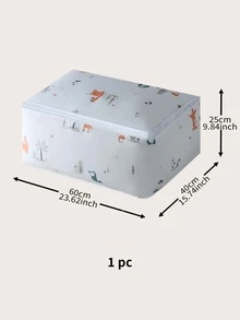 1pc 24 Inch PEVA Clothes Storage Bag, Cartoon Animal Print Foldable Comforter Storage Bag For Bedroom - White - View 3