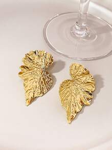 Bông tai thiết kế lá - Vàng - Xem 1
